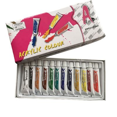 Acrylic Paint Set 12 Colors(12ml/0.4oz) Non Fading Paints for Artist Kids Hobby Painters & Students Ideal for Canvas Painting