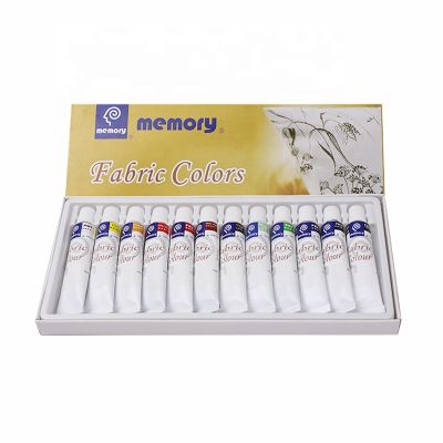 Professional 12colors 12ml Washable Fabric Paint Color Set for Kids Non-Toxic Textile Colors Pigments for Wholesale