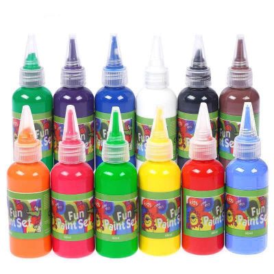 Fun Paint Set 12 colors 60ml Water Color Paint Kindergarten Children DIY Graffiti Painting Washed Paint Finger Painting