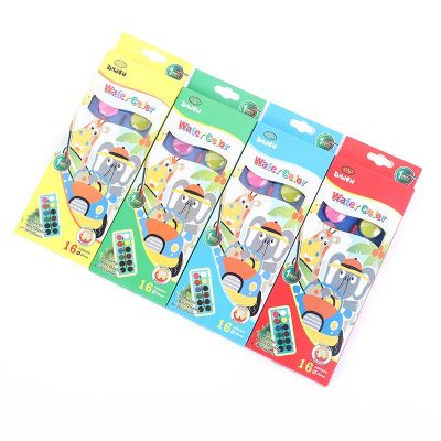 16colors Watercolor Paint Set Watercolors Cake & a Brush Portable Water Colors Paints Set for Children Students Beginner Artists
