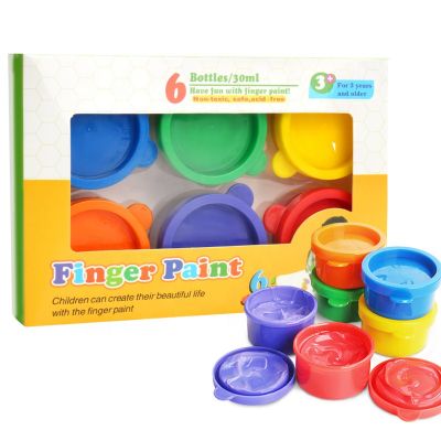 6colors 30ml Children Finger Paint Set Easy Wash Safe Non-Toxic on Canvas Art Paint Kindergarten Graffiti Paint Color