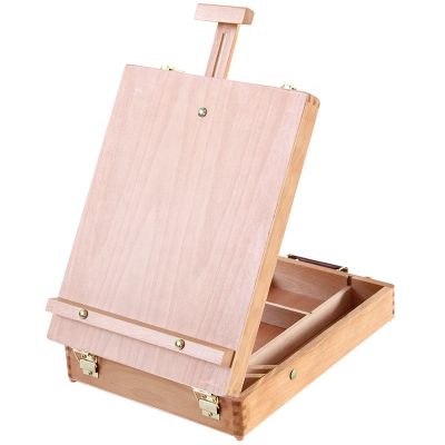 High Quality Travel Portable Beech Wood Oil Painting Easel Box with Leather Handle Painting Suitcase Art Supplies