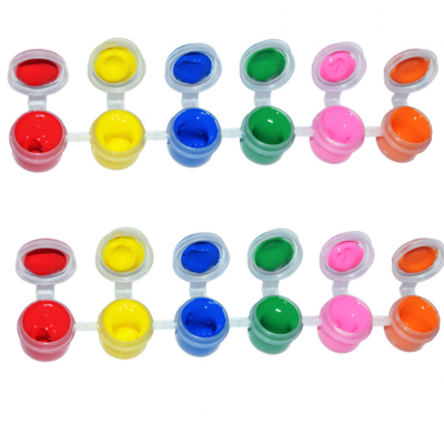 Water color paint set for crafts 6 assorted color paint pots painting strips 2 ml paint jars for kids