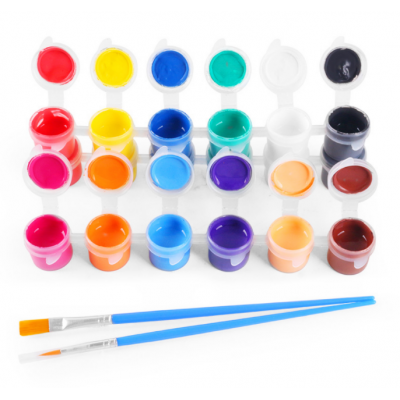 Non toxic art painting drawing acrylic paint 6 spot strip 5ml 12 colors with 2 brushes for kids coloring