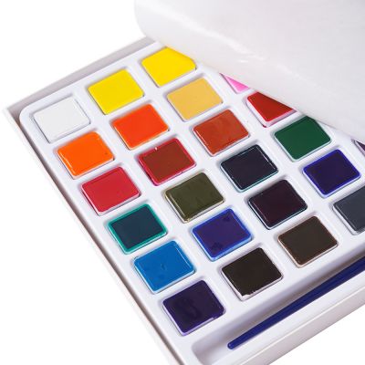 High Quality12/24/ 36/48 Colors Water color Paint Set Professional Solid cake with brush For Kids factory direct amazon hot sale