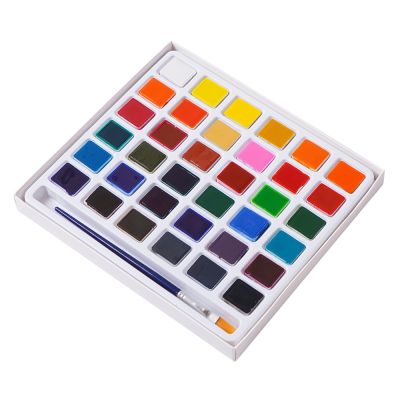Amazon hot sale High Quality 12/24/ 36/48 Colors Watercolor Paint Set Professional Solid cake with brush For Kids painting