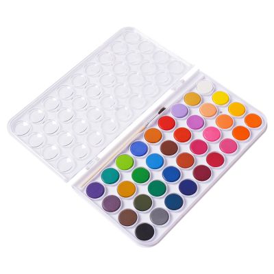 amazon hot selling 8/12/16/24/36/48 colors solid water color cake kids watercolor paint set with brush pen non toxic OEM art