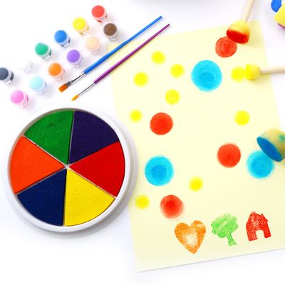 wholesale Non-toxic Washable Colors Painting Graffiti Pad Inking Palm Kindergarten Finger Baby Print Stamp