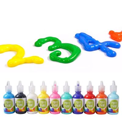 Wholesale puffy paint 3d effect fabric paint washable for children DIY ART painting 10 colours 30ml ECO friendly acrylic paint