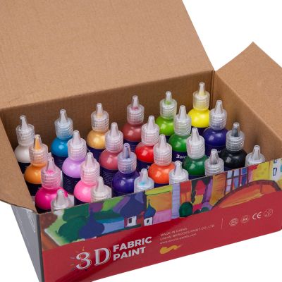 OEM puffy paint 3D permanent fabric paint textile acrylic washable 30 ml 24 colors children's gift set DIY art