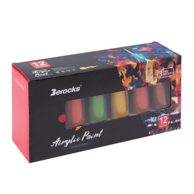 Amazon Hot Selling 75ml 12 Colors tube Non-Toxic Waterproof Permanent DIY Artist Acrylic Paint Set for Beginner children gift