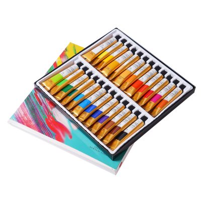 Amazon Hot Selling 24 Colors 12ml Non-Toxic Waterproof Permanent DIY Art Acrylic Paint Set for Beginner washable Quick Drying