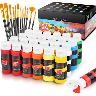 Acrylic pigment Set in 24 colours (59 ml 2 oz) Art Paint craft pigment is suitable for professional artists children students