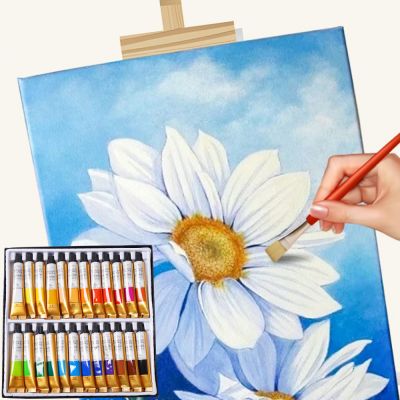 Wholesale Hot Selling 24 Colors 12ml Non-Toxic Waterproof Permanent assorted color Art Acrylic Paint Set for Beginner washable