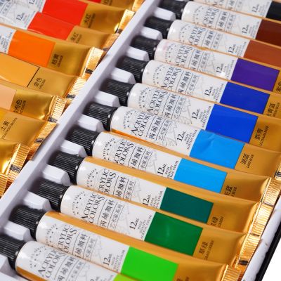 waterproof Acrylic Paint Set 24 Colors 12 ML EN71-3 Art Canvas Painting for beginner artist custom logo