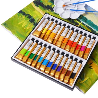 Amazon Hot Selling 24 Colors 12ml Non-Toxic Waterproof Permanent DIY Art Acrylic Paint Set for Beginner washable