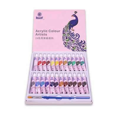 Amazon popular 24 colors 12ml water-resistant Alu tube acrylic paint set with vivid color for kids DIY art painting