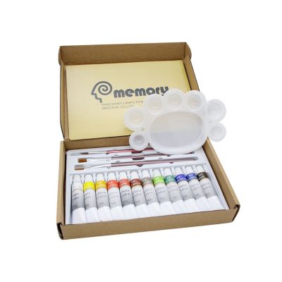 We sell 12-color glass paint sets with brushes and palettes directly from our manufacturing plants in China