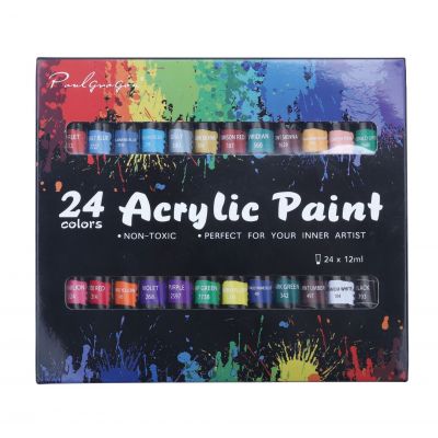 2021 Amazon hot-selling non-toxic 24 colors 12 ml acrylic paint set with Aluminum tube for art painting canvas