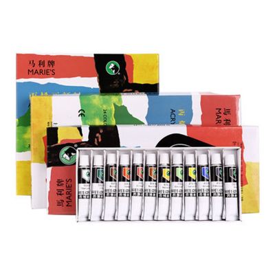 Marie's 12ml 12/18/24/36 colors Professional Aluminum Tube acrylic Paint Set for kids and school art supplies