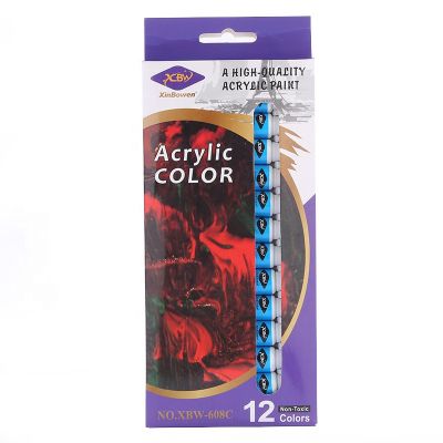 High quality 12 colors 12ml acrylic paint set for art painting
