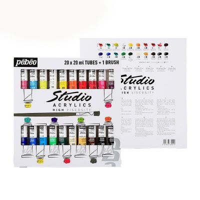 Pebeo 10/20/30/40 colours 20ml wholesale artist professional aluminium tube studio acrylic paint set for wall textile canvas