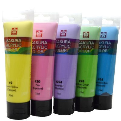 Sakura 57 colours 75ml artist professional tube and bottle acrylic colors paint and acrylic gloss gesso model for art supplies
