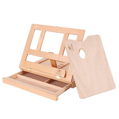 Premium Beechwood Adjustable Wood Desktop Easel with Storage Drawer and Palette