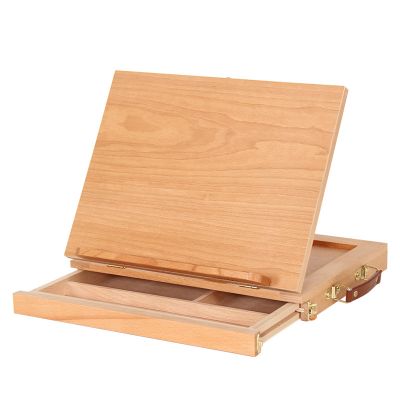 Adjustable Solid Wood Table Sketch Box Easel with Storage Drawer