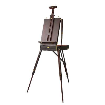Adjustable Foldable Antique Art Wood Easel Box With Drawer Palette And Carrying Strap