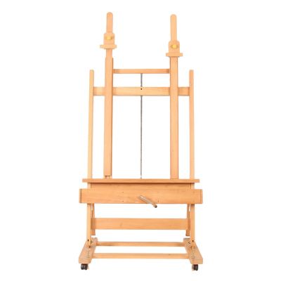 Creative H Frame Artist Easel - Durable Design with Adjustable Angles and Wheels - Oiled Beechwood DHJ-8