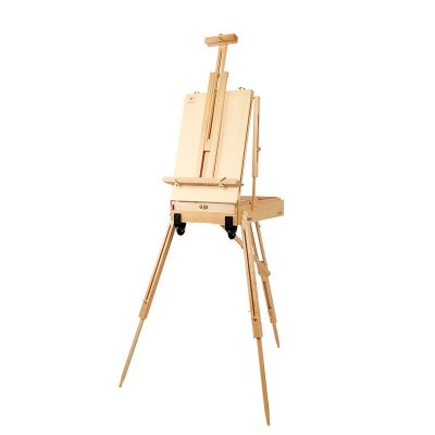 Rolling Mobile Wooden French Art Artist Easel Portable Sketch Drawing Box Easel with Wheel HX-3E