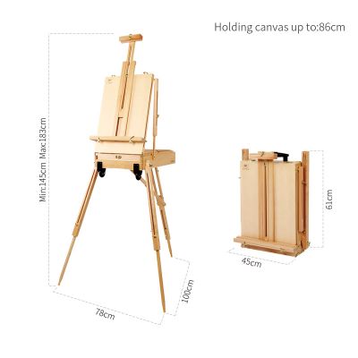 Amazon hot sale french box easel paint easel with drawer wooden and wheel