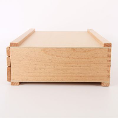 1&2&3 Laci Artist Supply Kotak Penyimpanan - Kotak Pensil Kayu Beech dengan Laci & Kompartemen