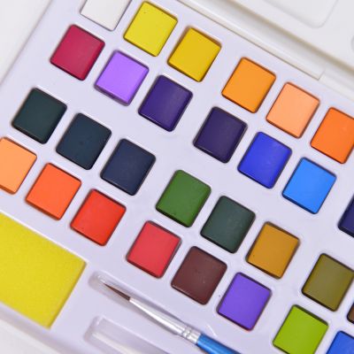 36 color solid watercolor with plastic box. Student level