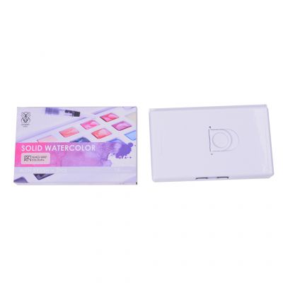 18 color solid watercolor with plastic box. Student level