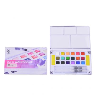 24 color solid watercolor with plastic box. Student level