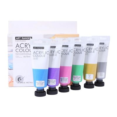 Art Rangers Metallic Acrylic Paint Set 75 ML * 6 Colours Metal Acrylic Colors Kit