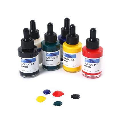 DIY Acrylic Ink regular colors 6pcs*30ml with epoxy resin kit( Glass Bottle)