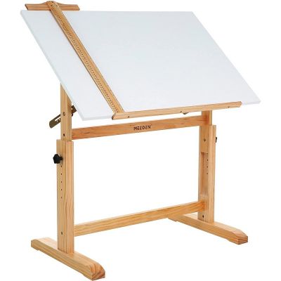 White Board Wood Drafting Table,Art Craft Desk with Height Adjustable & Tilted Large Surface Tabletop,Drawing Desk table