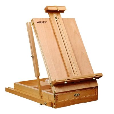 French Style Large Sketchbox Easel - Foldable Portable Beechwood Art Easel Field Easel with Drawer & Palette for Artist