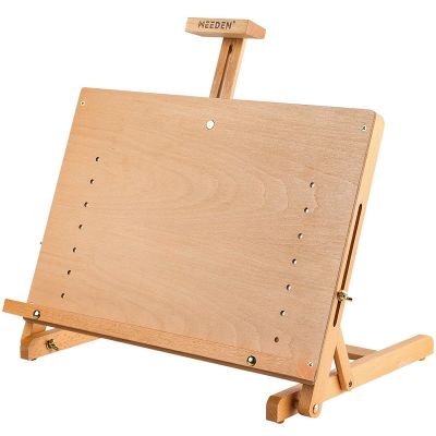 Wooden Tabletop Drawing Board Easel, Solid Beech H-Frame Adjustable Easel Artist Drawing & Sketching Board