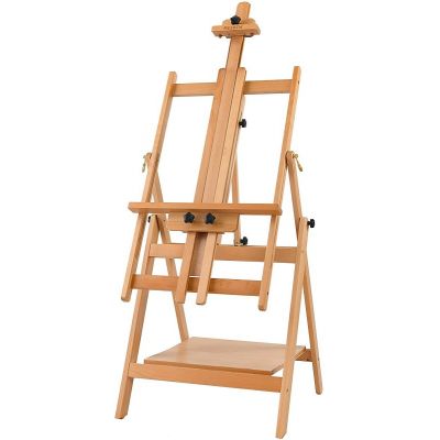 Large Studio floor Easel Convertible Artist H-Frame Floor Easel, Adjustable Tilts Flat Wooden Artist Easel, Multi-Purpos