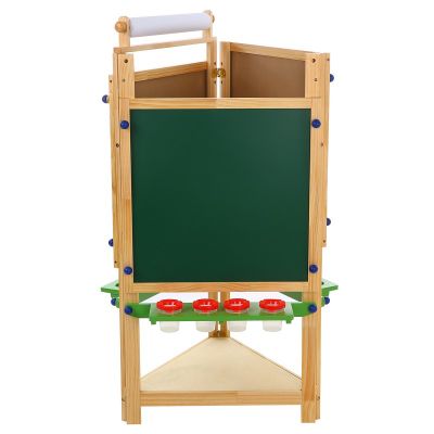 Kids Art wooden Easel Tri-sided Toddler Easel w/Blackboard, Whiteboard& Chalkboard,1 Paper Roll Art Supplies 86 in 1