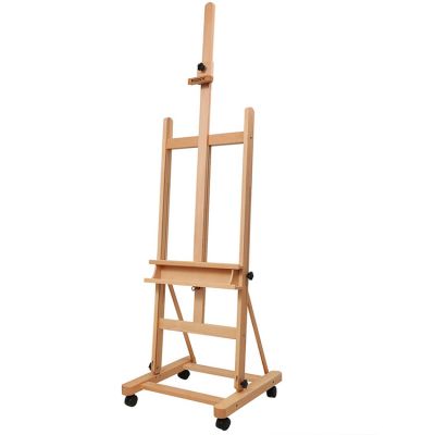Large Studio H-Frame Easel - Solid Beech Wood Artist Easel Adjustable Movable Tilting Easel