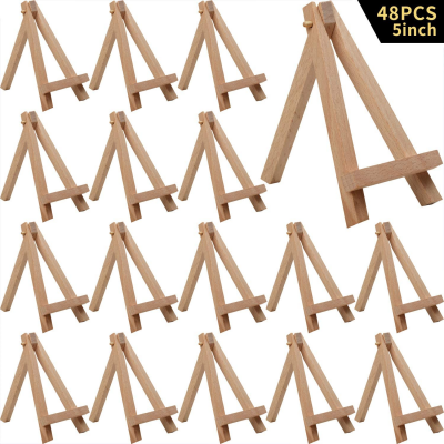 5 Inch Mini Beech Wood 48Pack Small Wood Easel Stand For Displaying Small Canvases Business Card Photos