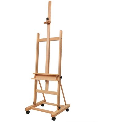 Large Studio H-Frame Easel - Solid Beech Wood Artist Easel Adjustable Movable Tilting Easel