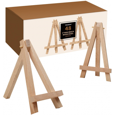 5 Inch Mini Beech Wood Easel 48Pack Small Wood Display Stand For Displaying Small Canvases