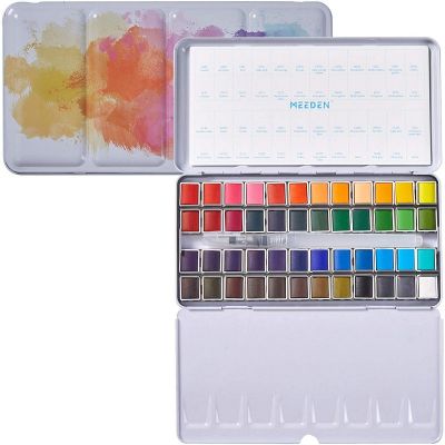 48 Vibrant Colors in Metal Tin Box Watercolor Paint Set Watercolor Non-Toxic Paint for Student