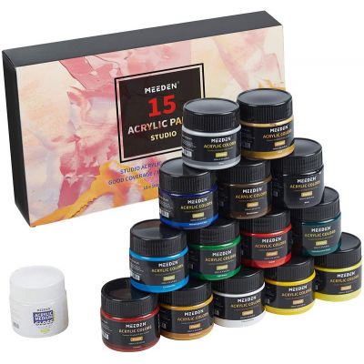 Acrylic Paint Set 15 Colors 100ml/3.38 oz., Bright Color For Adults,Teens, Kids to Paint on Paper